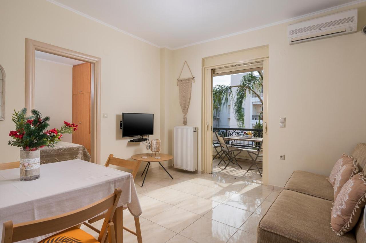 Luxury Coastal Retreat, Mountain View Balcony With Palm Trees & Parking Chrissi Akti Chania Exterior foto
