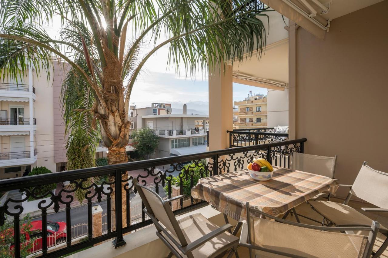 Luxury Coastal Retreat, Mountain View Balcony With Palm Trees & Parking Chrissi Akti Chania Exterior foto